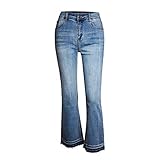 Jubaton Damen Jeans Hohe Taille Stretch Weite Beine Schlaghose Lose Mode Lässig Bequem Reißverschlüsse Hip Lift Kurze Hose 2XL