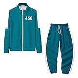 Dadaorou Squid Game Set Freizeitanzug Sportbekleidung Cosplay 001 067 Hoodie Unisex Zipper Trainingsanzüge 218 456 Sportanzug (456-b-oberteil + Hose, M)