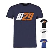 Scallywag® Eishockey T-Shirt Leon Draisaitl LD29 weiß, blau & Navyblau I Größen XS - 3XL I A BRAYCE® Collaboration (offizielle LD29 Kollektion vom NHL Edmonton Oilers Star) (L, weiß)