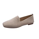 DAIFINEY Damen Mokassin Slipper Loafers Mesh Espadrilles Leichte Comfort Schuhe Hüttenschuhe Schlupfschuh Slip on modisch Freizeitschuh Bequeme Flache(3-Beige/Beige,39) 1665
