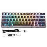 AHNUNVA Mechanische Mini-Tastatur, KostümePK61 Gelbe Achse Mechanische Tastatur 61 Tasten mit RGB-Farbiger Hintergrundbeleuchtung Mechanische Fingerbrett-Tastatur für C