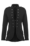 YSU Damen Blazer Damenjacke Military Knöpfe S-XXXL Urban Streetwear ideal auch für Karneval Karnevalskostüm (schwarz, 4XL)