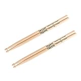 Rayzm Drum Sticks 5B, Massives Amerikanisches Hickory Holz mit Holzspitze （2 Paare）