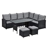 SVITA Monroe Garten-Lounge Set Polyrattan Lounge-Möbel Sitzgruppe Garten Schw