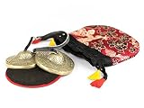 Klangschalen-Center Zimbeln, handgefertigt in Nepal, inklusiv Hülle aus traditionellem Stoff -5035