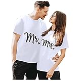 Mr und Mrs - Partner Tshirt Damen Herren Paar Shirt für Verliebte Valentinstag Paar Tshirt Partnergeschenke bestes Geburtstagsgeschenk Paar Geschenke Valentinstagsgeschenk Geschenke für F