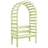 Festnight Rosenbogen mit Bank Gartenbogen Holz Pergola mit Rankgitter Gartenbank Torbogen Eingangspergola Rundbogen Rosengitter Rankhilfe, 130×60×230 cm Kiefernholz Impräg