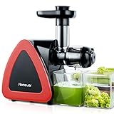 Slow Juicer, Homever BPA-frei Entsafter Gemüse und Obst, Profi Juicer Ausgestattet mit Einem Geräuscharmen Motor & Überspannungschutz & Saftkanne & Reinigungsbürste(Rot)