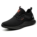 HMFSXKR Sicherheitsschuhe Leicht Atmungsaktiv Sportlich Herren Damen Arbeitsschuhe Schutzschuhe Stahlkappe (Schwarz616, Numeric_43)
