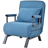 belupai Umwandelbarer Schlafsofa-Schlafsessel, verstellbare Rückenlehne mit 6 Positionen, klappbarer Sessel mit Kissen, gepolsterter Sitz, Freizeit-Chaiselounge-Couch für Zuhause, Bü