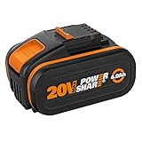 WORX 18V Akku(20V Max) 4.0Ah WA3553 mit Anzeige, PowerShare für Alle WORX Geräte –Ersatzakku Wiederaufladbarer Hochleistungsakku, Nennspannung 18V, Spitzenspannung 20V