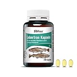 Lebertran Kapseln | Mit den wertvollen Vitaminen A, D und Omega-3-Fettsäuren | Nahrungsergänzungsmittel | 200 Kap