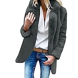 SNKSDGM Damen Warm Faux Fur Mantel Jacke Lässiger Lange ärmel Einfarbig Umlegekragen Oberbekleidung Frauen Herbst und Winter Langer Komfortabel Plüschmantel Kunstpelz F
