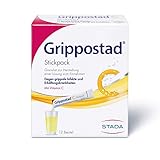 Grippostad C Stickpack Trinkgranulat – Grippe Kombipräparat bei Grippe- und Erkältungsbeschwerden – mit Paracetamol, Vitamin C, Chlorphenamin und Coffein, vegan – 1 x 12 Beutel G