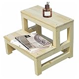 Step Stool Tritthocker Rustikale Trittleitern für Erwachsene, Holz-Home-Office-Küche Kleine 2-Stufen-Hocker mit Breitem Pedal, für Schrank, Fenster, Wohnmobil, Haustierb