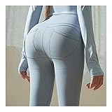 Leggings Leggings for Frauen Hintern Heben Hohe Taille Yoga Pants Control Stretchy Workout Leggings mit Taschen for Außenverschleißstrumpfhose Yogahose (Color : Blue, Größe : Small)