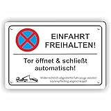 Fassbender-Druck SCHILDER - TOR ÖFFNET UND SCHLIEßT AUTOMATISCH - vorgebohrtes Parken verboten Schild - Schild mit Bohrlöchern zum Markieren vom absoluten Parkverbot (90x60cm Schild)