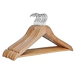 HI Holz Kleiderbügel 10er Set - Kleiderbügel Holz 10 Stück, ideal als Hosen Kleiderbügel oder zur Anzug Aufbewahrung, Holzkleiderbügel mit Steg