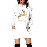 Kleider Mädchen Festlich Weihnachtskleid Damen Langarm Sexy Party Kleider Weihnachts Kostüm Cartoon Drucken Oberteil Langarmshirt LäSsig Sweatshirt FrüHling Herbst Winter Shirts Festliche Geschenk