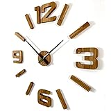 3D Wanduhren DIY Holz Eiche große Wanduhr 100-130CM 3D Wanduhr Modern Design EKO Wanduhren Wandtattoo Dekoration Uhren für Büro Wohnzimmer Schlafzimmer Dekoartikel Quarzuhr (Schwarze Zeiger, Holz)