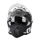 O'NEAL | Motorradhelm | Enduro Motorrad | Ventilationsöffnungen für maximalen Luftstrom & Kühlung, ABS-Schale, integrierte Sonnenblende | Sierra Helmet R | Erwachsene | Schwarz Weiß | Größe L