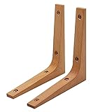 JWZQ 2er-Pack Vintage Holz Regalhalter, Dekorativer Schwimmender Wandkonsole, L-Form Buche Rechtwinklige Eckhalterung Mit Schraub