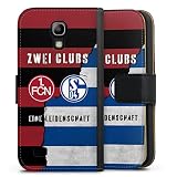 DeinDesign Klapphülle kompatibel mit Samsung Galaxy S4 Mini Handyhülle aus Kunst Leder schwarz Flip Case 1. FC Nürnberg FC Schalke 04 Offizielles Lizenzproduk