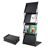 ZJN-JN Bücherregal Folding Prospektständer Messestand Regale Folding Magazin Boden Tragbarer Literatur Prospekthalter Compatible with Messe Ausstellung Messe Display (Farbe: Schwarz, Größe: 38.8x135x5