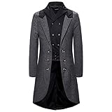 AmyGline Herren Mantel Frack Jacke Gothic Gehrock Steampunk Retro Smoking Mäntel Blazer Parka Männer Punk Kleidung Abendkleid U