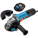 Tilswall Winkelschleifer (860W, 12,000 1/min Drehzahl,125mm Scheiben-ø), Professional Winkelschleifer mit 3 x Trennscheiben und 2 x Schruppscheiben, zum Trennen, Schneiden und S