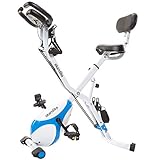 skandika Fitnessbike Foldaway X-3000 X-Bike, F-Bike mit Lehne, Ergometer Fahrrad, klappbarer Hometrainer | Multi-Gym 4 in 1 Heimtrainer, Liegeergometer, Beintrainer, Kraftstation | blau/weiß