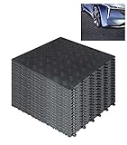 uyoyous 20 Stück PVC Garagenboden Ineinandergreifende - 40x40cm Garagenbodenbelag Fliesen - Rutschfeste Strapazierfähiges Garagenbodenfliesen - Einfach zu Verlegen - Diamantplatten Design (Schwarz)