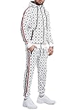 Code47 Herren Jogginganzug Sportanzug Fitness Jogging Traininganzug Freizeitanzug Fitnessanzug Gym Basic Design Jacke Hose Kapuze Sport Gym Männer JA-1660C Weiß XL