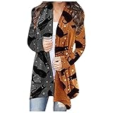 Dasongff Damen Cardigan Outwear für Halloween, Langarm-Top, bedruckt, Kürbis, Cardigan, Blusen und Jacke, schick, große Größe, Tunika, Tops, eleg