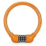 HKDZB Tragbares Mountainbike-Schloss-Anti-Diebstahl-Passwort Ring-Lock Fixed 4-stellige Code-Kombination Fahrrad Sicherheitsschloss Fahrradausrüstung Reparaturteile Fahrradwerkzeuge (Farbe : Orange)