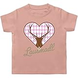 Kompatibel mit Oktoberfest Baby Outfit - Lausmadl Hirsch Vintage - 12/18 Monate - Babyrosa - T-Shirt - BZ02 - Baby T-S