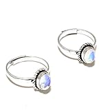 Weißer Opalite ZEHEN Ring Paar verstellbarer Treditional indischer Stil Sterling Silber überzogen HANDGEMACHTER Schmuck von Shivi Zehenring für Geschenk