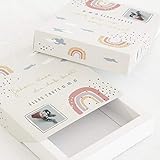 sendmoments Gastgeschenk Schachtel für Taufe, Bilderschachtel Regenbogen, 5er-Boxen-Set, personalisierte Box 112 x 130 mm mit eigenem Bild und Text, individuelles Geschenk für G
