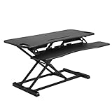 SONGMICS Höhenverstellbarer Sitz-Steh-Schreibtisch, Ergonomischer Schreibtisch Konverter Für Computer, Laptop, Mit Abnehmbarer Tastaturablage, Großer Schreibtischaufsatz 95 x 40 cm , Schwarz LSD06B