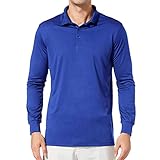 Herren Einfarbiges Revershemd Lässiges Langarm Polos Klassische Golf-Poloshirts Schnell trocknende Langarmhemden für Casual Military Golf Wandern Kontrastierendes Karo-Spleiß-Golf-Tennis-T-S