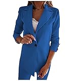 Kobay Damen Winter Casual Mantel Oberteile Elegant Langarmshirt Frauen Slim OL Temperament Langärmlige kleine Anzugjacke(Blau, L)