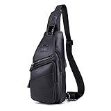 Herren Leder Brust Tasche Umhängetasche Multifunktionale Retro Sport Freizeit Reisen Wandern Mode Wasserdicht Crossbody Tasche Brust T