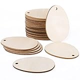 Homyl Oval Holzscheiben Unbehandelt (25 STK) – 8cm & 3mm Dick - Holz Baumstamm Scheiben Natur mit Loch, Holzplatten Rund Blanko als Dekoration, zum DIY Basteln, Aufhäng