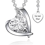 Halskette Damen Silber 925 Kette Herzkette Engelsflügel Engel Damenkette Ich Liebe Dich Silberkette Herz-Anhänger Schmuck Geburtstag Hochzeitstag Jahrestag Valentinstag Geschenke Damen Frauen F