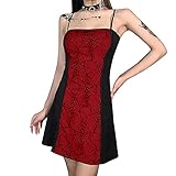 SHIZUANYUE Autumn Winter Dress Floral Print Damen Steampunk Gothic Kleider Strap Kleid Sexy Trägerkleid Halloween- Schnürkleid Minikleider Rückenfreies Bodycon Spaghetti Spitze Hohe Taille Partyk
