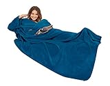 Gözze Premium Kuscheldecke mit Ärmel, 150 x 240 cm, mit Brusttasche, Marineblau, 88765-50-150240
