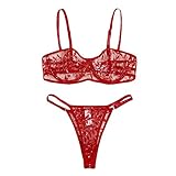 HCOO Damen Sexy Pyjama Nachthemd Pyjamahose Set Ärmellos Nachtwäsche Unterwäsche Robe Babydoll Kleid Lace Trim Satin Camisole Top Pyjama Sets Frauen Spitzen Besatz Sexy Sling M