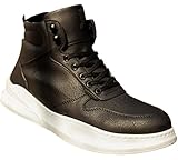 Solaress Knack 505 Herren Schuhe Freizeitkleidung Mode Herren Stiefel | Mode Alltagsschuhe | Leicht | Atmungsaktiv | Business-Casual Wanderschuhe, 43, 8699255648796, Schwarz (WeißSole)