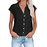Tops für Frauen Kurzarm T Shirt Damen Grosse GröSsen Sommer Lässig Trendy Kurzarm Bedrucktes Blusen Basic T Shirt Knopfausschnitt T Shirts Casual Top Freizeit Lose Blusentop