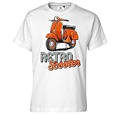 Customized by S.O.S Herren T-Shirt Retro Scooter (4XL, Weiß)
